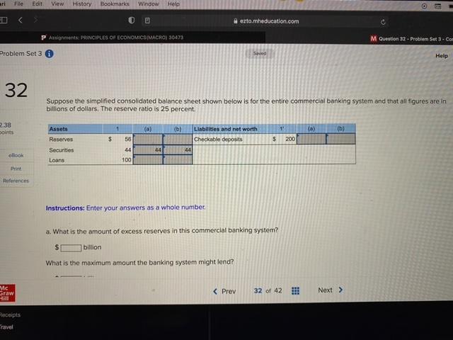 Ri File Edit View History Bookmarks Window Help 0 Ezto Mheducation Com C P Assignments Principles Of Economics Macro 1