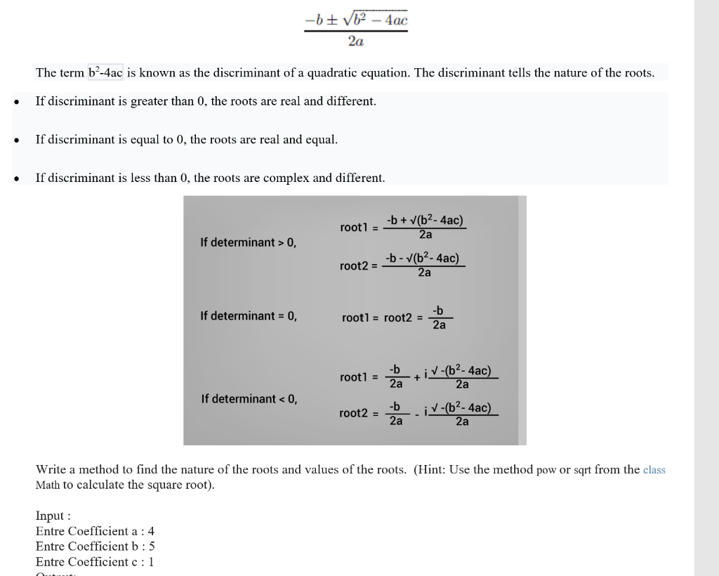 6 62 4ac 2a The Term B 4ac Is Known As The Discriminant Of A Quadratic Equation The Discriminant Tells The Natur 1