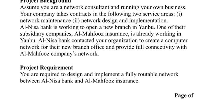 Backgro Assume You Are A Network Consultant And Running Your Own Business Your Company Takes Contracts In The Following 1