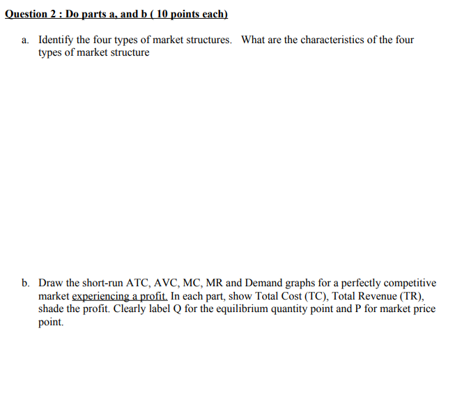 Question 1 30 Points Points Are Listed In The Brackets In Each Part Assume The Short Run Cost Table Above Represents 2