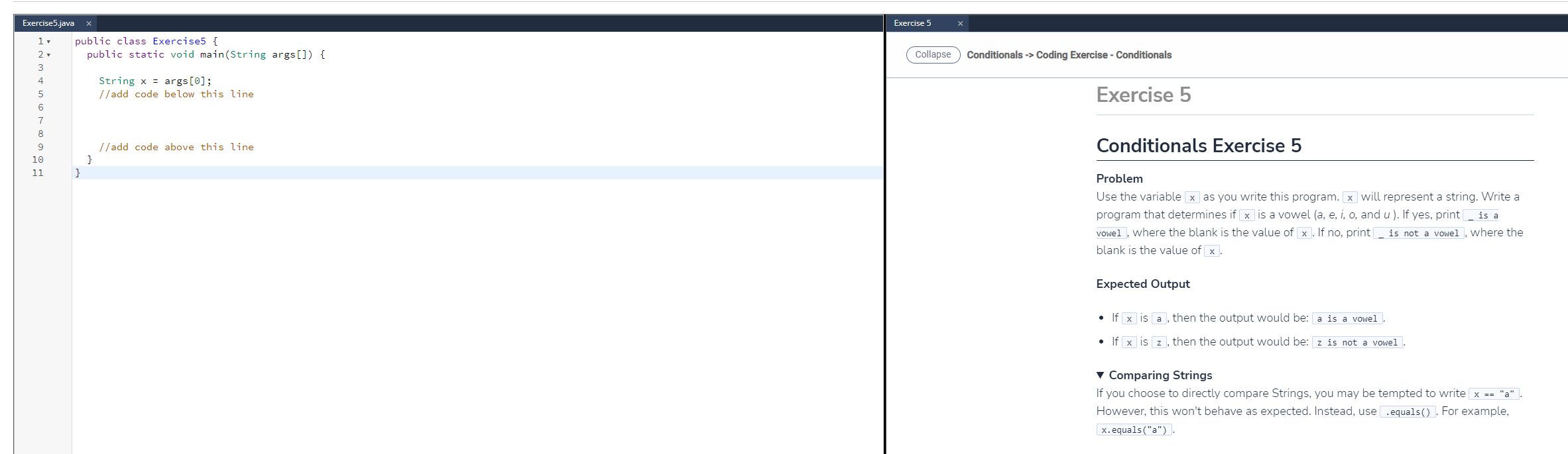 Exercise 5 Exercise5 Java L Public Class Exercise5 2 Public Static Void Main String Args Collapse Conditionals 1