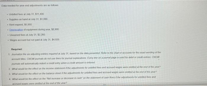 Adjusting Entries Instructions Chart Of Accounts Journal Final Questions Instructions Selected Account Balances Before A 2