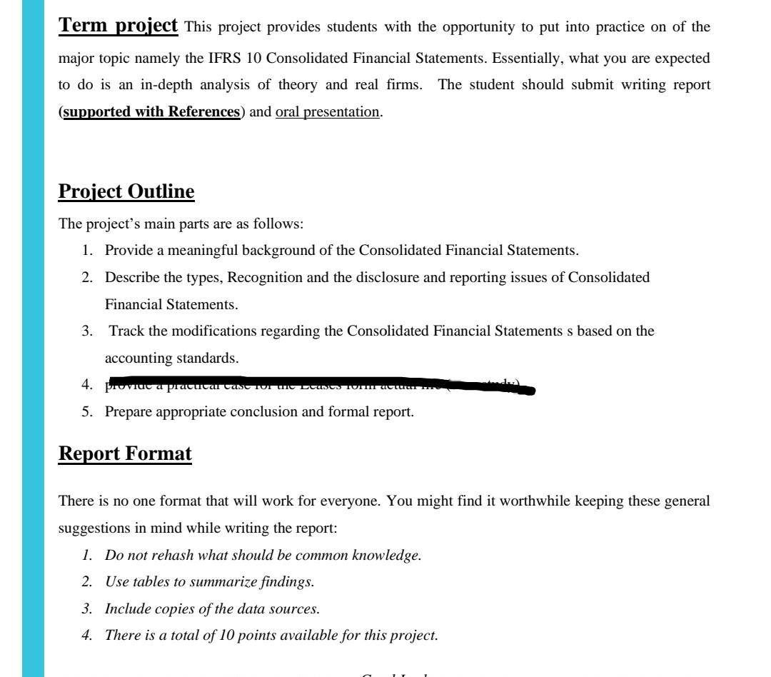 Term Project This Project Provides Students With The Opportunity To Put Into Practice On Of The Major Topic Namely The I 1
