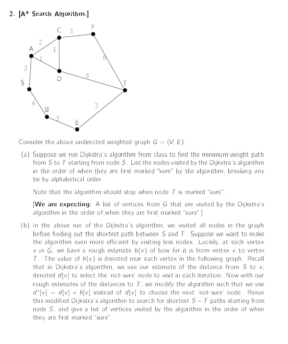 2 A Search Algorithm C 3 A 2 8 S E M Consider The Above Undirected Weighted Graph G Ve A Suppose We Run Dijk 1