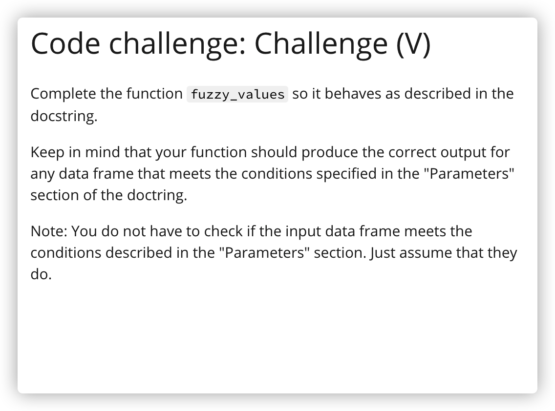 Code Challenge Challenge V Complete The Function Fuzzy Values So It Behaves As Described In The Docstring Keep In Mi 1