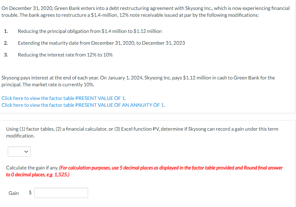 On December 31 2020 Green Bank Enters Into A Debt Restructuring Agreement With Skysong Inc Which Is Now Experiencing 1