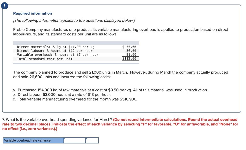 Required Information The Following Information Applies To The Questions Displayed Below Preble Company Manufactures O 1