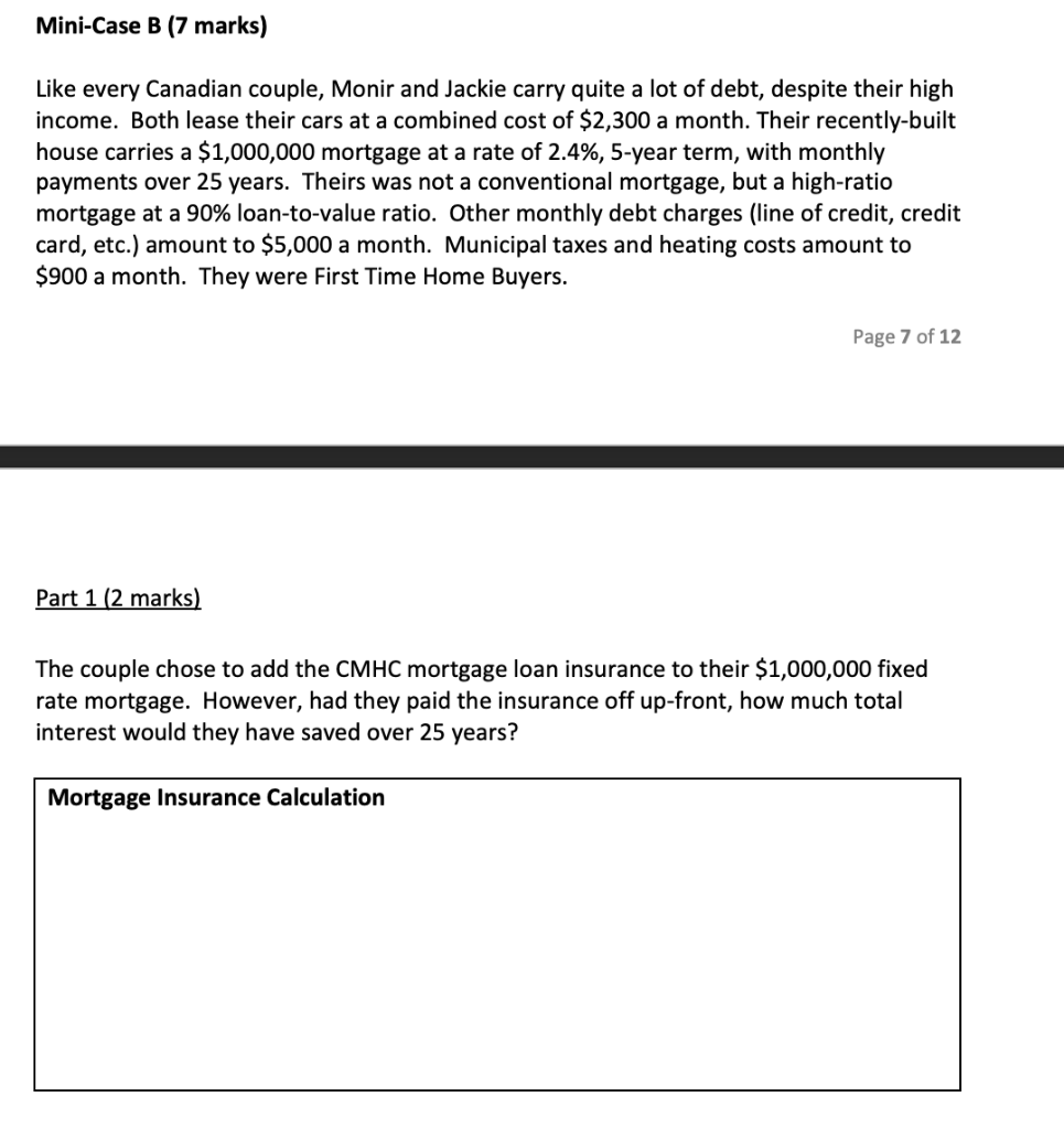 Mini Case B 7 Marks Like Every Canadian Couple Monir And Jackie Carry Quite A Lot Of Debt Despite Their High Income 1