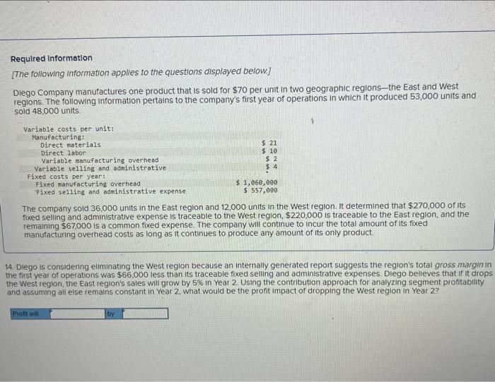 Required Information The Following Information Applies To The Questions Displayed Below Diego Company Manufactures On 1