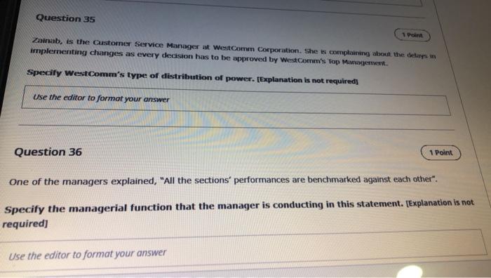 Question 35 1 Point Zainab Is The Customer Service Manager At Westcomm Corporation She Is Complaining About The Delays 1