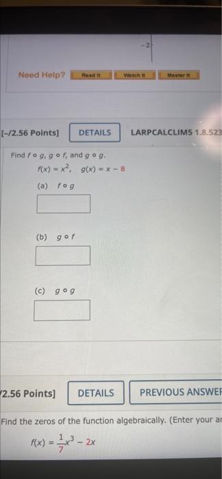 Need Help Read It Master 2 56 Points Details Larpcalclims 1 8 523 Find Fog Gof And Go G F X X G X X 8 A Fo 1