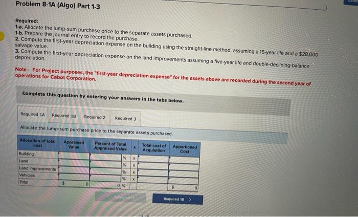 6 No Points Ellook Print M Graw Problem 8 1a Algo Plant Asset Costs Depreciation Methods Lo C1 P1 The Following Inf 2