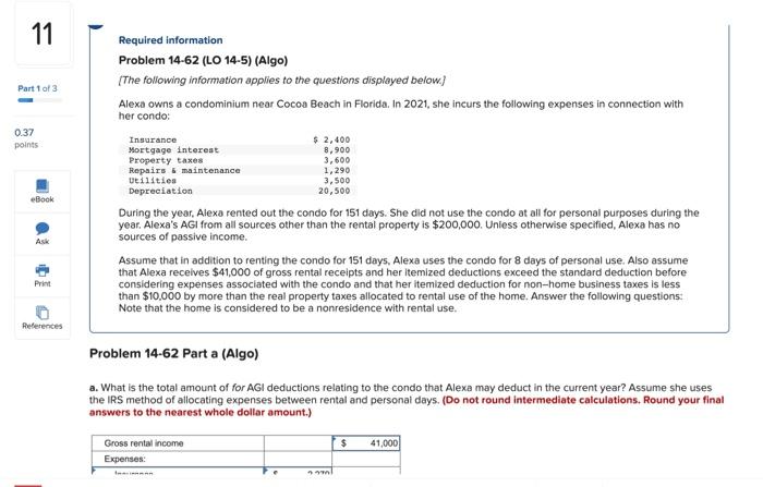 11 Part 1 Of 3 0 37 Points Ebook Ask Print References Required Information Problem 14 62 Lo 14 5 Algo The Following 1