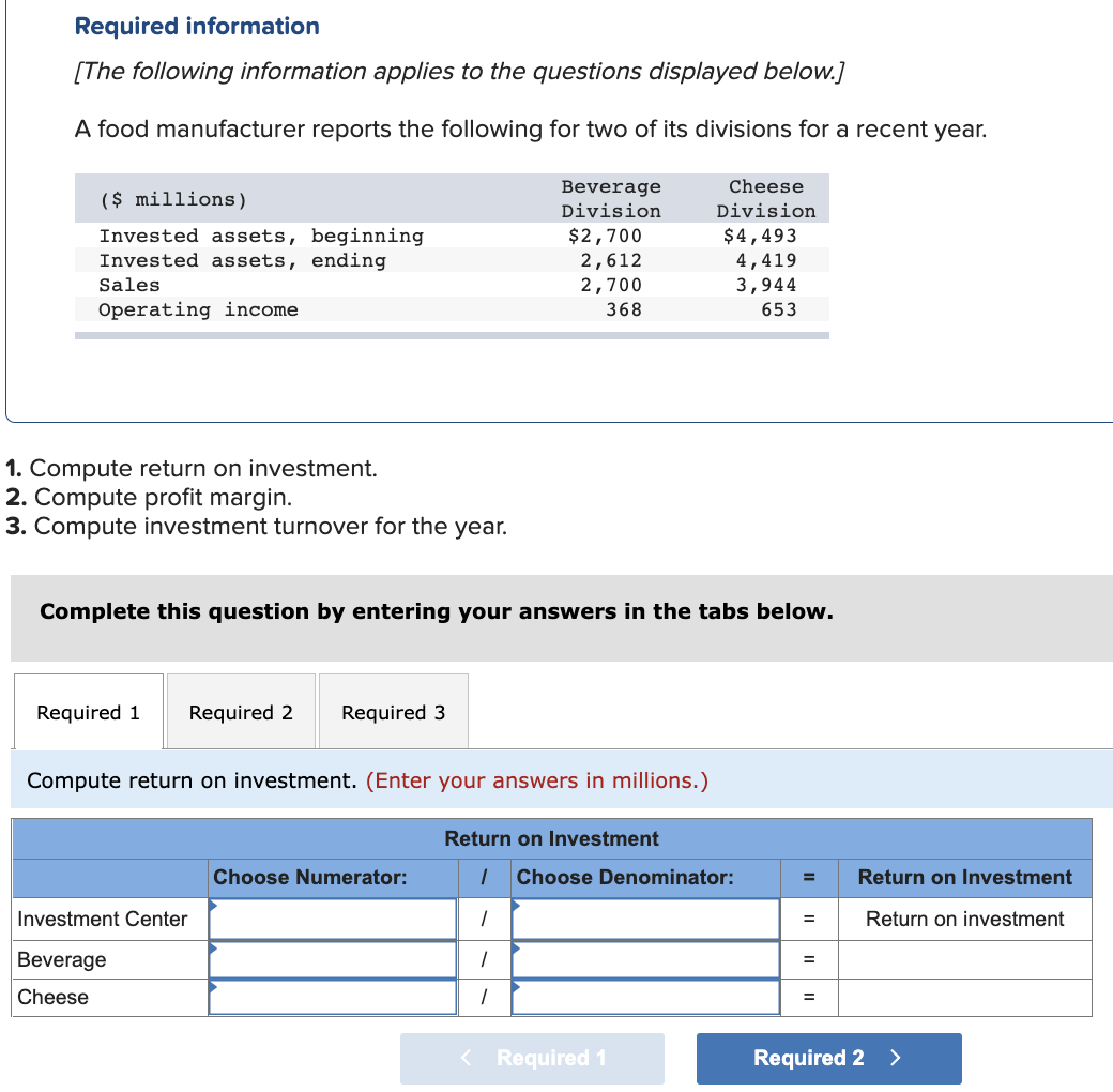 Required Information The Following Information Applies To The Questions Displayed Below A Food Manufacturer Reports T 1