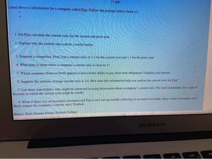 Ratio Analysis Assignment Critical Thinking 201 Docx La 11 194 13 6 18 19 10 F Ratio Analysis Assignment Firn Current Y 2