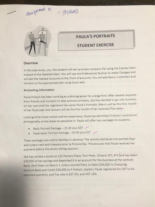 Uestion I Need Help In Paula S Portraits Student Exercises In Quickbooks 1