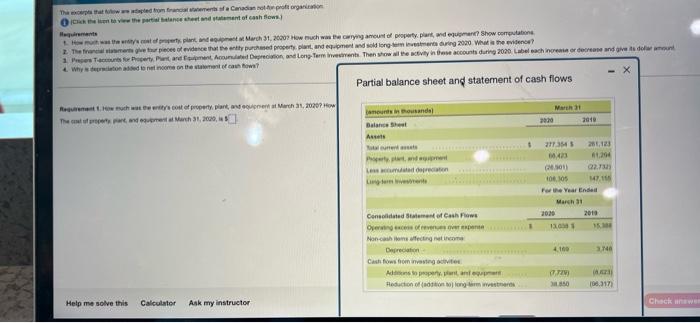 The Excerpts That Foowww Adapted From Financial Statements Of A Canadian Not For Profit Organization Click Then To View 1