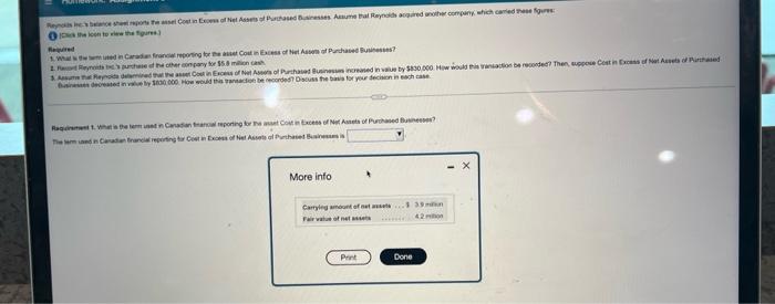 Reynos Inc S Balance Sheet Reports The Asset Cost In Excess Of Net Assets Of Purchased Businesses Assume That Reynolds A 1