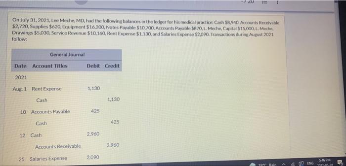 252022 201 Question 4 Of 5 View Policies Current Attempt In Progress On July 31 2021 Lee Meche Md Had The Followin 2