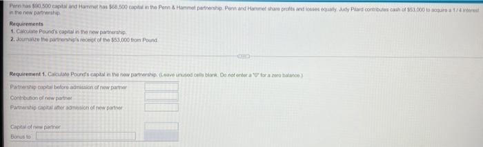 Penn Has 500 500 Capital And Hammet Has 68 500 Capital In The Penn Hammot Partnership Paw And Hammet Share Profits A 1