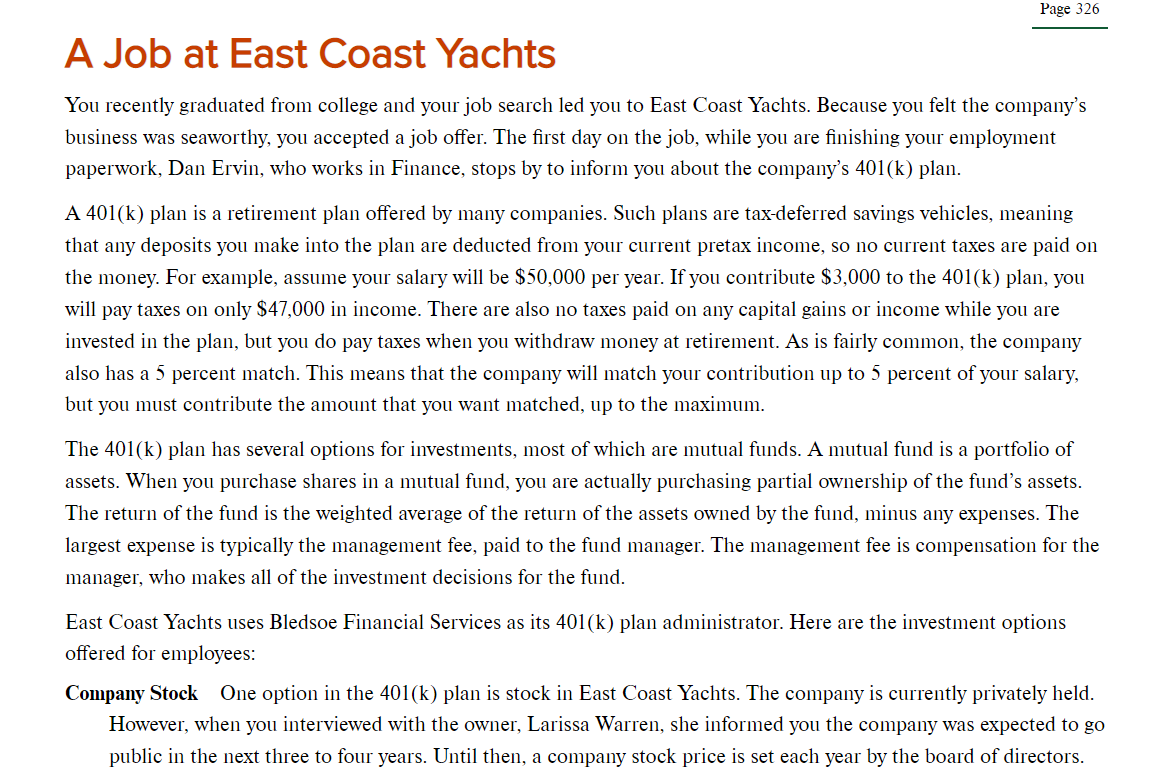Page 326 A Job At East Coast Yachts You Recently Graduated From College And Your Job Search Led You To East Coast Yachts 1