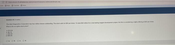 O Bathabasca Question Mat The At Diagnostics Corporation Has Four Mon Shares And What Is The Rights Stock Pro 10 00 14 1