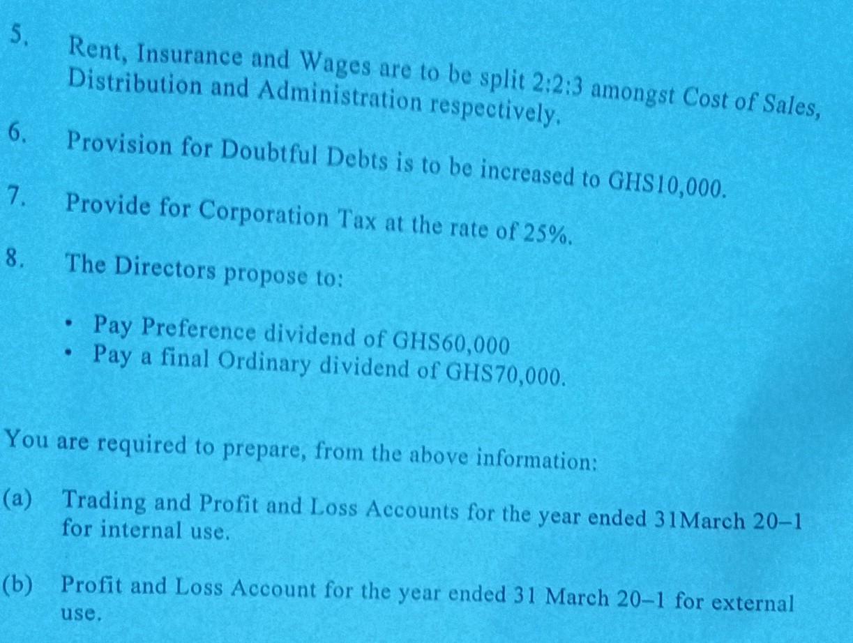The Following Balances Were Taken From The Ledger Of Balmay Plc On 31 March 2011 Net Sales Ghs000s 15 010 Opening Stock 2
