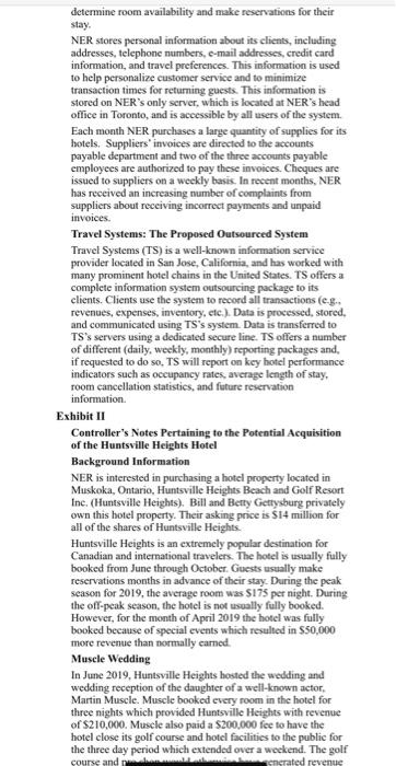 Unit 8 Integration Case Information Northern Escape Resorts Ner Is A Private Corporation That Owns Three Luxury Boutiq 2