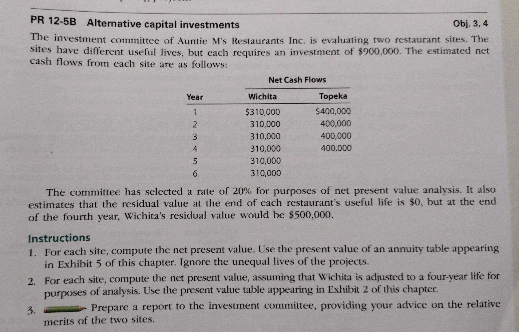 Pr 12 5b Alternative Capital Investments Obj 3 4 The Investment Committee Of Auntie M S Restaurants Inc Is Evaluating 1