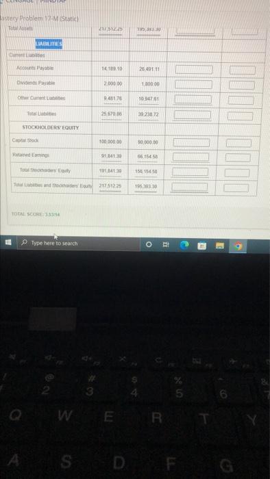 Cengage Mindtap Mastery Problem 17 M Static Assets Ces Cash Accounts Receivable Merchands Inventory Other Cuent Asset 2