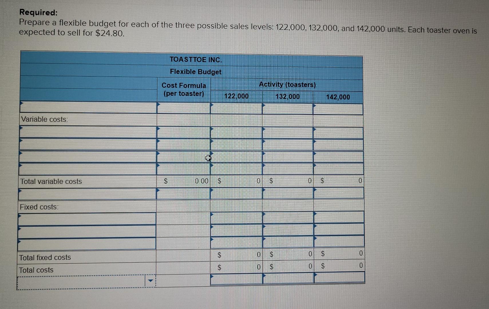 Required Prepare A Flexible Budget For Each Of The Three Possible Sales Levels 122 000 132 000 And 142 000 Units Ea 1