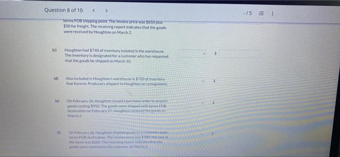 Question 8 Of 10 15 1 View Policies Current Attempt In Progress Houghton Limited Is Trying To Determine The Value Of It 2