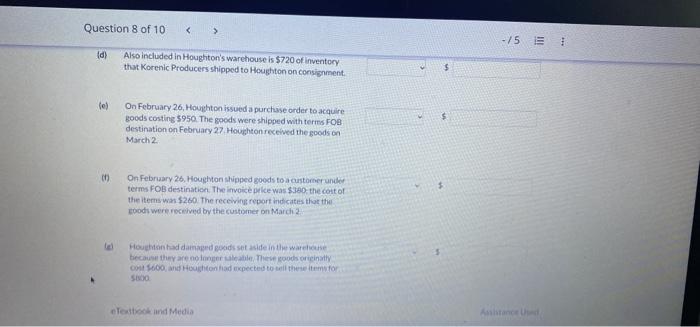 Question 8 Of 10 15 1 View Policies Current Attempt In Progress Houghton Limited Is Trying To Determine The Value Of It 3