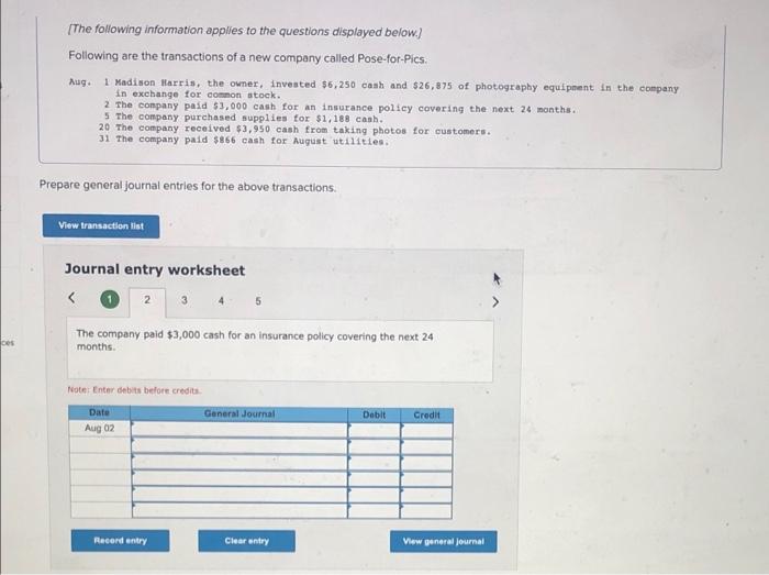 Ces The Following Information Applies To The Questions Displayed Below Following Are The Transactions Of A New Compan 1