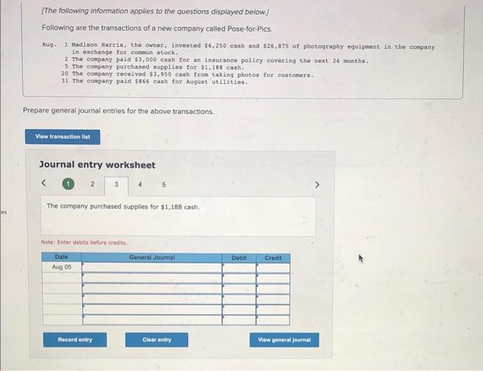 Ces The Following Information Applies To The Questions Displayed Below Following Are The Transactions Of A New Compan 2