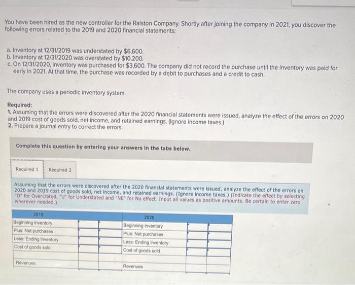 You Have Been Hired As The New Controller For The Ralston Company Shortly After Joining The Company In 2021 You Discov 1