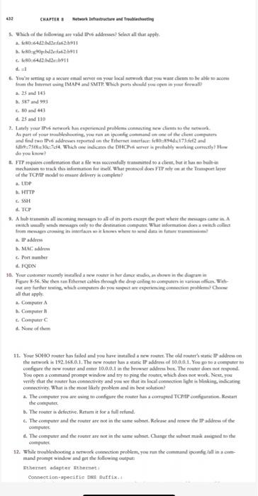 Chapter 3 Network And Troubleshooting Which Of The Following Are Vald I Addresses Select All That Apply Teh 2011 86413 1
