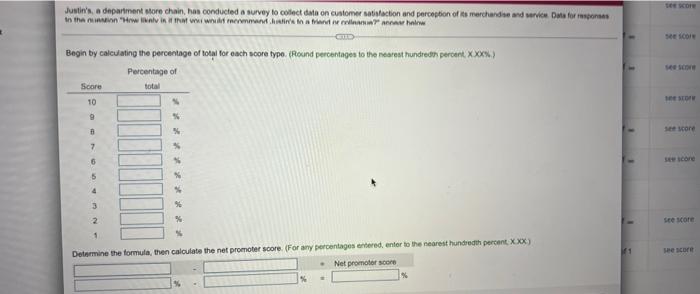 Justin S A Department Store Chain Has Conducted A Survey To Collect Data On Customer Satisfaction And Perception Of It 1