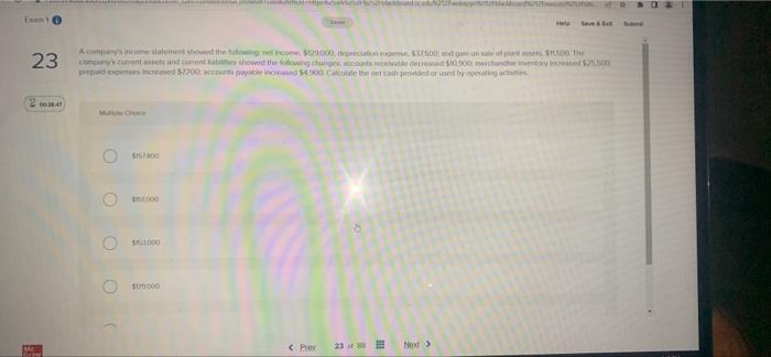 X Exam 10 23 A Company S Come Statement Showed The Tutowing Net Vicom 129 000 Deprecation Expense 37500 And Gain On 1