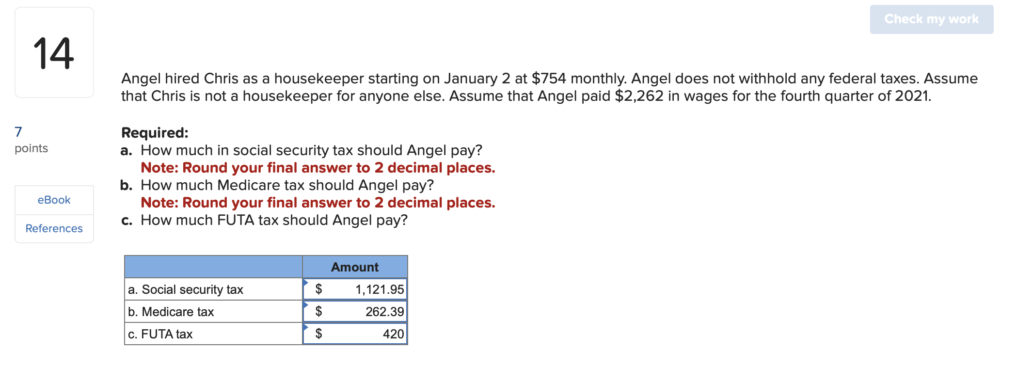 14 7 Points Ebook References Check My Work Angel Hired Chris As A Housekeeper Starting On January 2 At 754 Monthly Ang 1