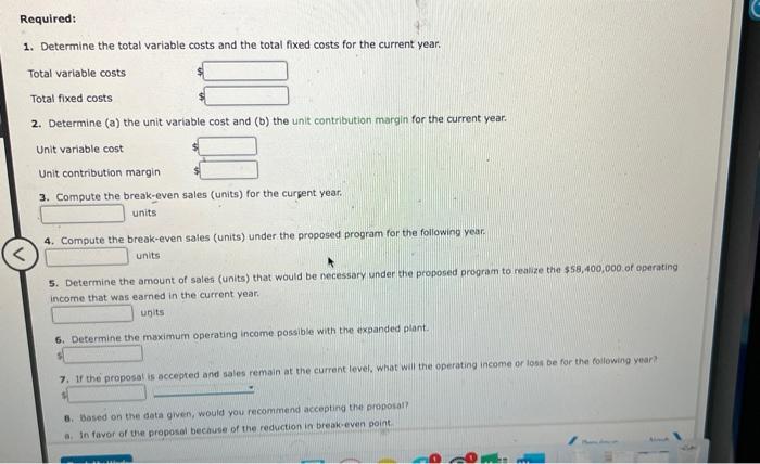 Me How Break Even Sales Under Present And Proposed Conditions Portmann Company Operating At Full Capacity Sold 1 000 0 2