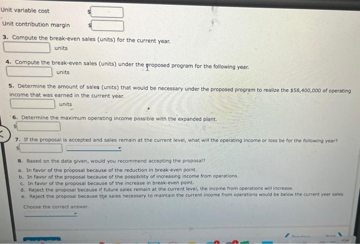 Me How Break Even Sales Under Present And Proposed Conditions Portmann Company Operating At Full Capacity Sold 1 000 0 3