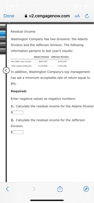 Text Taloo Tech 32 Algo Text Se Lechm 1 Prtlalaloo Design 2 385 Residual Income Washington Company Has Two Divisions 3