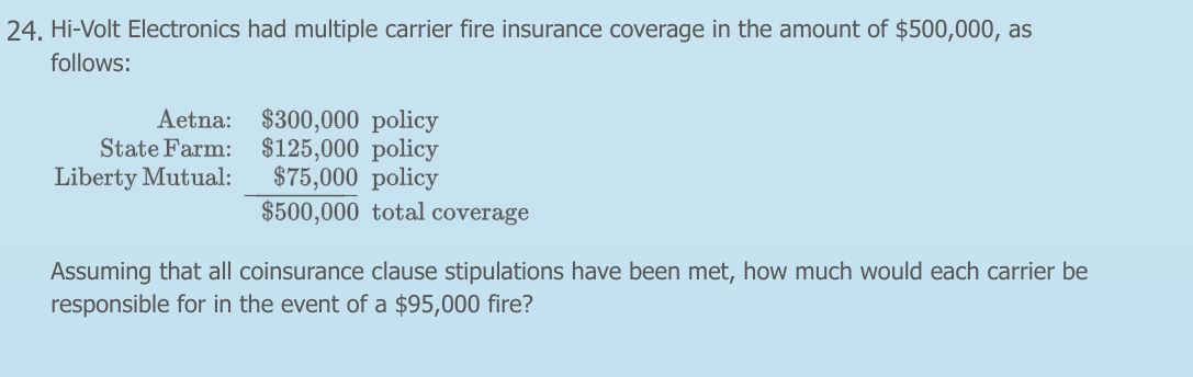 24 Hi Volt Electronics Had Multiple Carrier Fire Insurance Coverage In The Amount Of 500 000 As Follows Aetna State 1