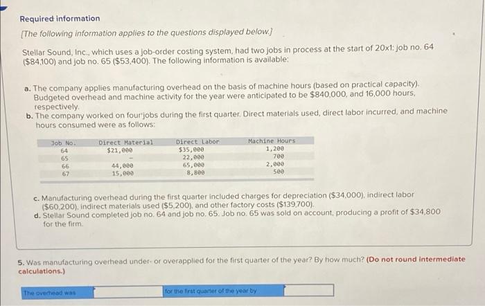 Required Information The Following Information Applies To The Questions Displayed Below Stellar Sound Inc Which Us 1