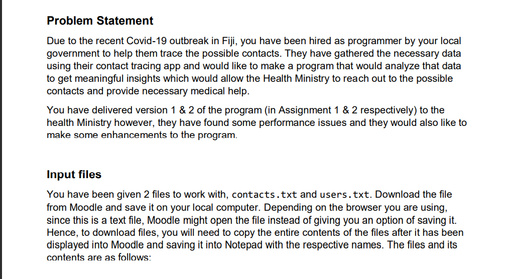 Problem Statement Due To The Recent Covid 19 Outbreak In Fiji You Have Been Hired As Programmer By Your Local Governmen 1