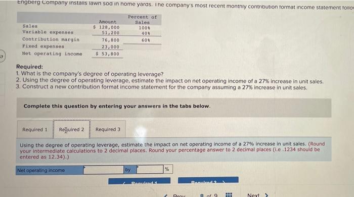 3 Engberg Company Installs Lawn Sod In Nome Yards The Company S Most Recent Monthly Contribution Format Income Statemen 2