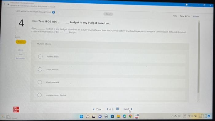 Covert App Mon Com Q10 Vie Mus Age Conve Lo8 Variance Analysis Assignment Exercise 11 7 Preparing Flexible Budgets Lo2 8