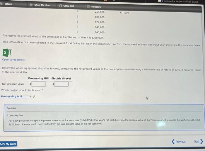 Beoor Show Me How Office 365 Print Item Net Present Value Unequal Lives Bunker Hill Mining Company Has Two Competing Pro 2