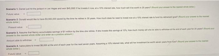 Solve Various Time Value Of Money Scenarios Click The Icon To View The Scenarios Cick The Icon To View The Present Va 12